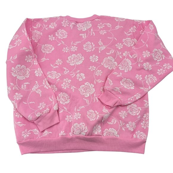 Vintage Pink Floral Womens Crewneck Sweatshirt By Southern Active Size M 100% Ac - Picture 6 of 6